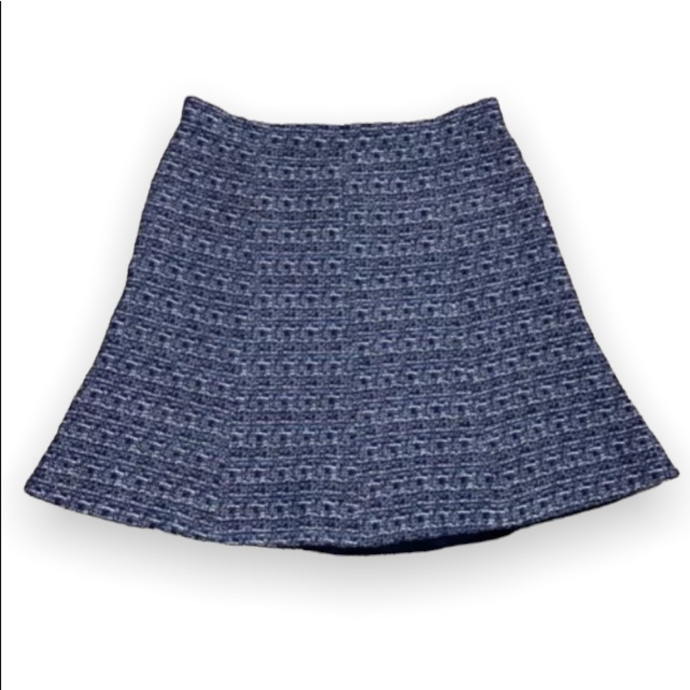 Ann Taylor Skirt Blue & White Tweed Textured Cotton Blend Size 8